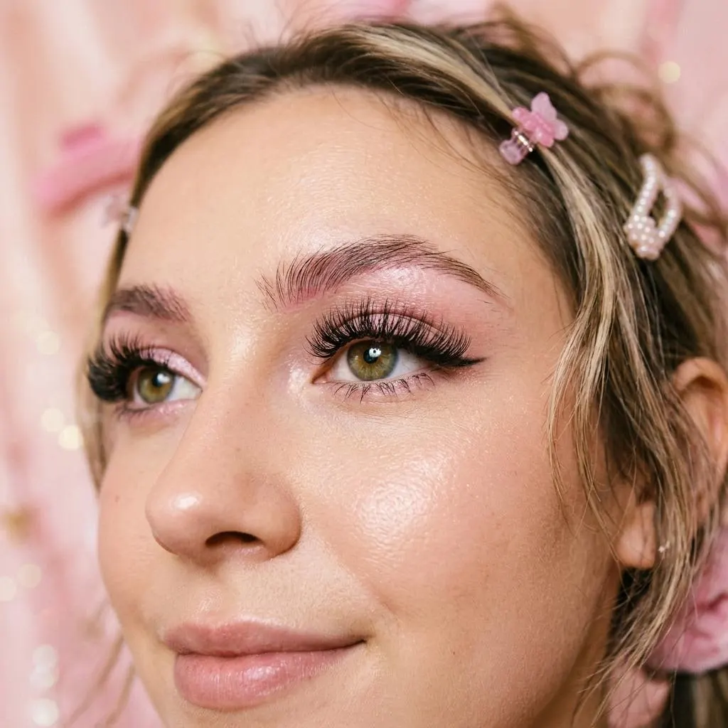 Close up of fresh eyelash extensions